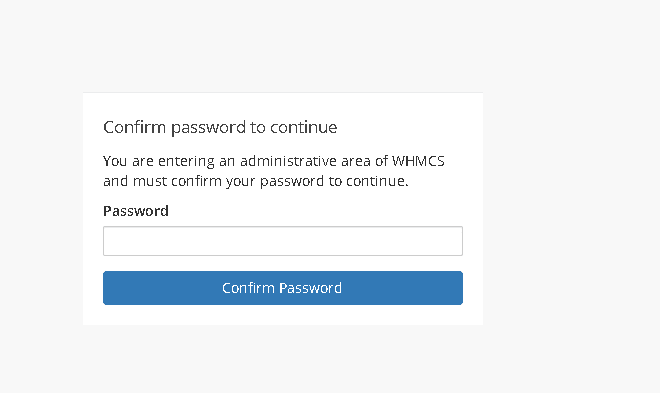 mematikan confirm password to continue whmcs